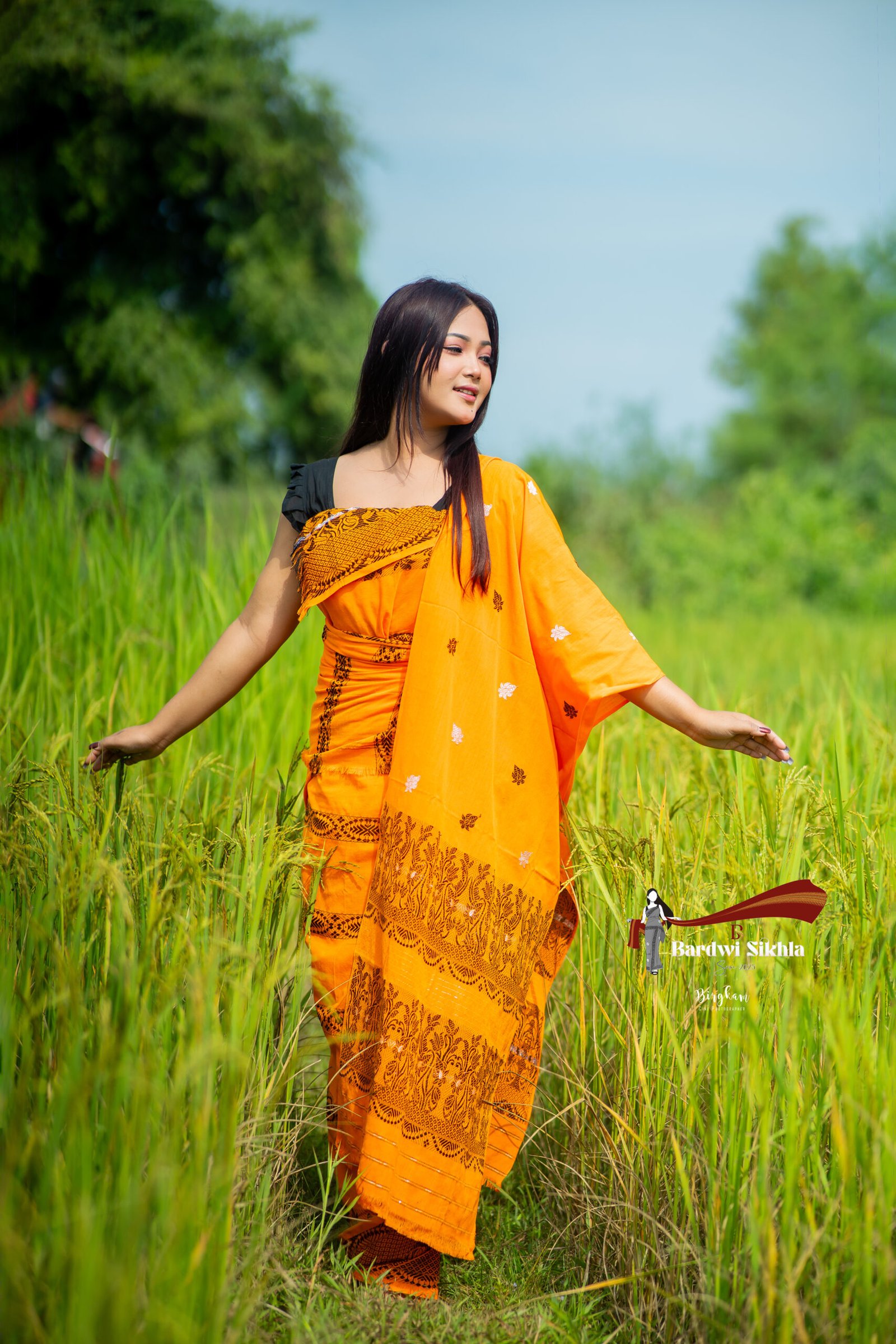 Orange Colour Padmawati Dokhona Set